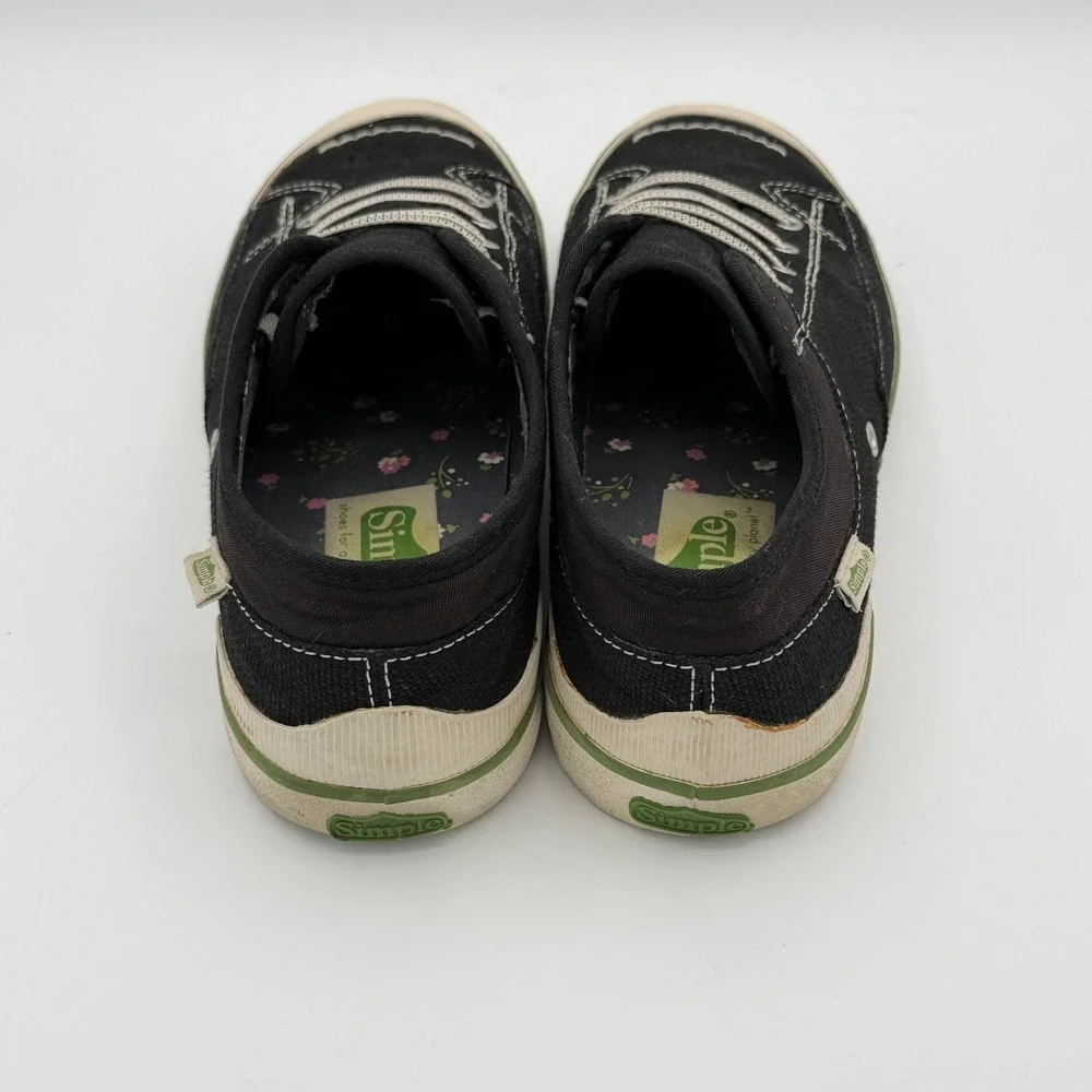 Vintage Simple Shoes WM 9 Black Canvas Low Top Skater Sneaker Y2K Grunge Granola - Picture 5 of 9